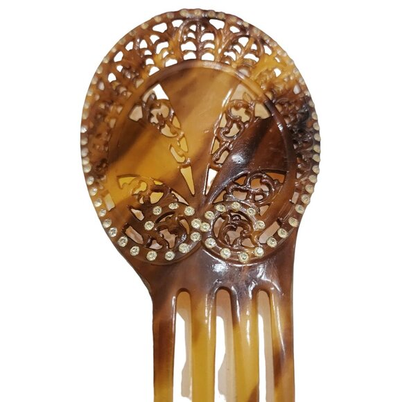 Antique Celluloid & Rhinestone Flapper Comb (A4445) - Picture 2 of 5